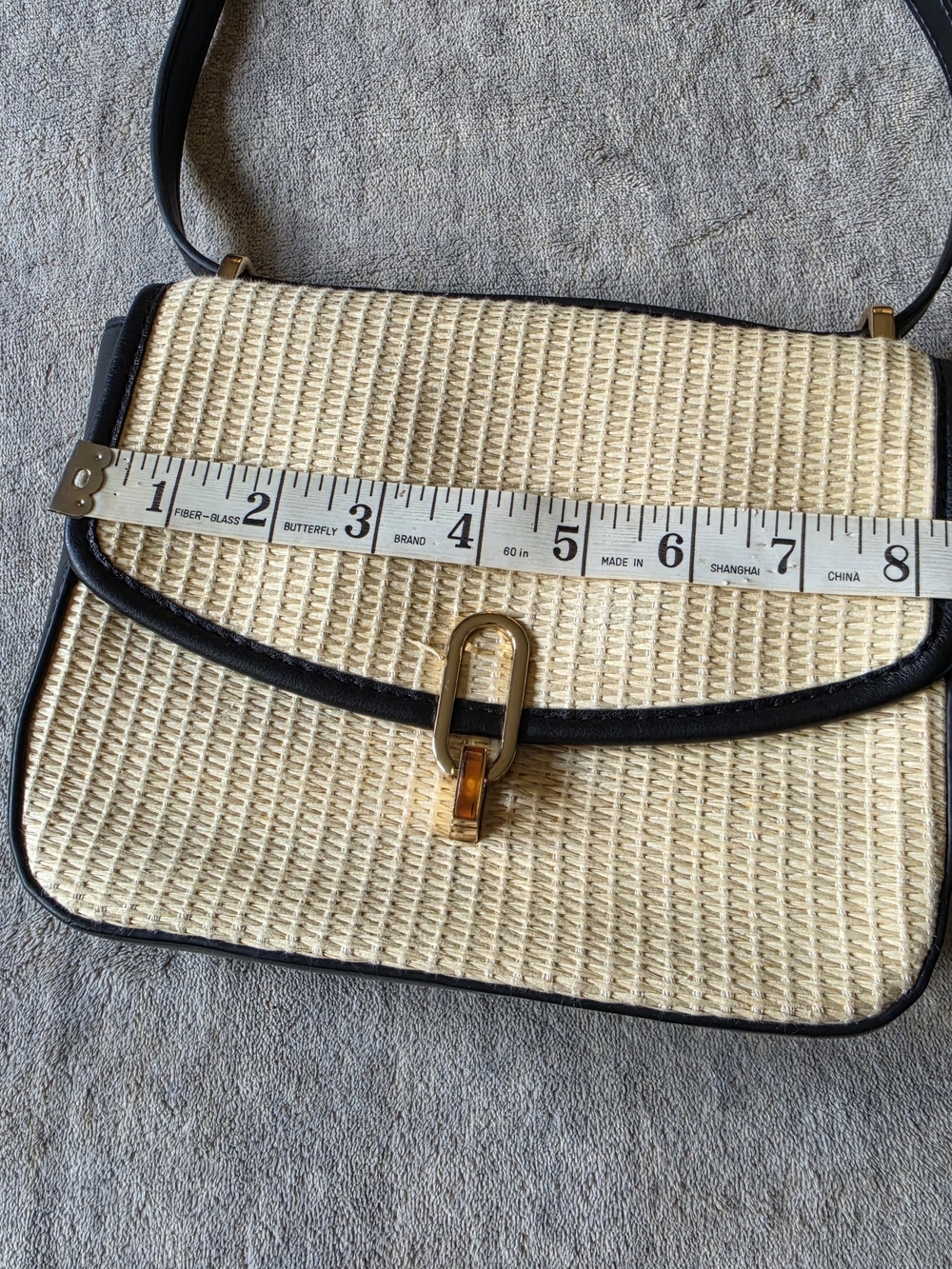 a new day Cream Woven Crossbody with Black Trim - Picture 5 of 6